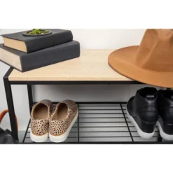 3 Tier Shoe Rack Black Metal With Natural Wood - Brightroom™ -Brightroom Sales Store GUEST 25c02cd7 83d7 43ab b1c5 e81b1f1b8427