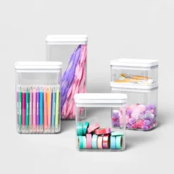 5pc Airtight Canister Set White - Brightroom™ -Brightroom Sales Store GUEST 75a906c5 1fe8 4010 80cc f98d2478457d