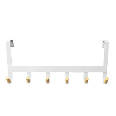 Mixed Material Over The Door 6 Hooks Rail Matte White - Brightroom™ 1 Mixed Material Over The Door 6 Hooks Rail Matte White - Brightroom™