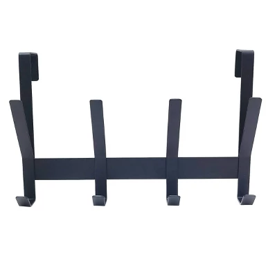 Heavy Duty Over The Door 4 Hooks Rail Matte Black - Brightroom™ 1 Heavy Duty Over The Door 4 Hooks Rail Matte Black - Brightroom™
