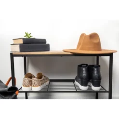 3 Tier Shoe Rack Black Metal With Natural Wood - Brightroom™ -Brightroom Sales Store GUEST c78940d7 09ac 4528 9c99 1acfbc7d38b2